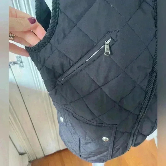RALPH LAUREN black barn coat vest quilted corduroy trim zip closure pockets M - Picture 8 of 8